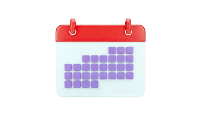 3D Calendar Icon with Purple Squares