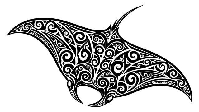 vintage manta ray Polynesian tribal tattoo design