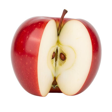 Freshly cut apple halved isolated on transparent background