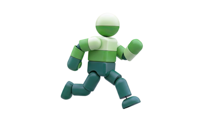 Green 3D Mannequin in Running Pose