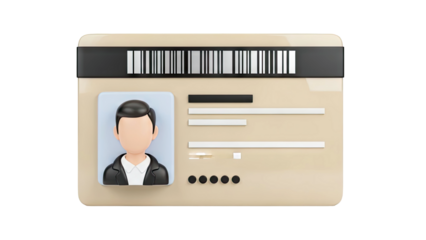 3D ID Card with Barcode and Photo