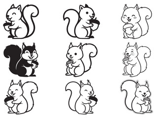 Obraz premium SMILING SQUIRREL WITH ACORN SILHOUETTE