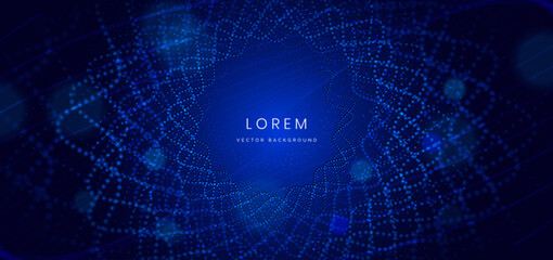 Abstract dot digital technology science on blue  background. Futuristic data network concept.