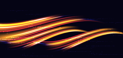 Abstract orange speed horizontal on dark background.