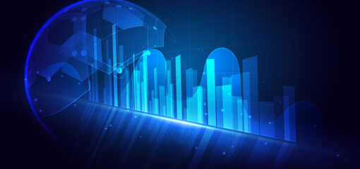 Finance graph growth investment background. Technology digital business money concept.