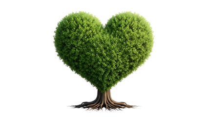 Romantic heart shaped tree isolated on transparent background