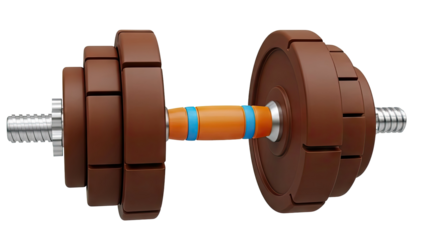 Adjustable Dumbbell with Brown Weights and Orange Handle
