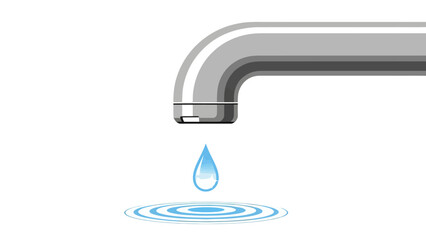 Water dripping from a faucet onto ripples