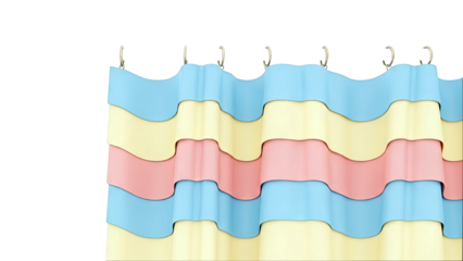Layered Ruffled Shower Curtain in Pastel Colors