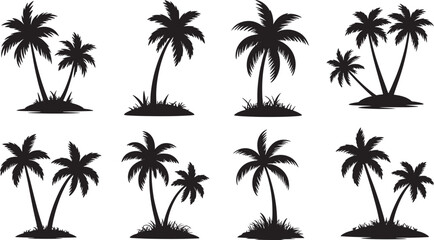Fototapeta premium Black palm trees on white background