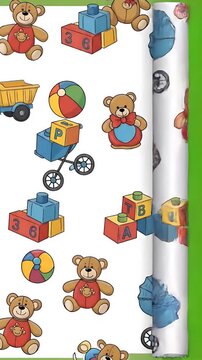 Cute Baby Toys Loop Animation Teddy Bear Stroller Blocks and Ball