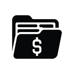 Fototapeta premium icon of a black folder with a dollar sign