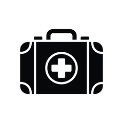 Obraz premium Black medical case with a white cross symbol on front view