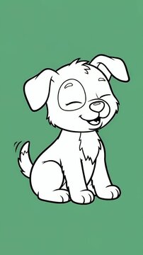 Cute Cartoon Dog Animation Playful Green Background