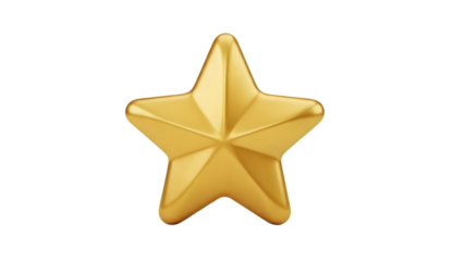 3D star rating icon on transparent background