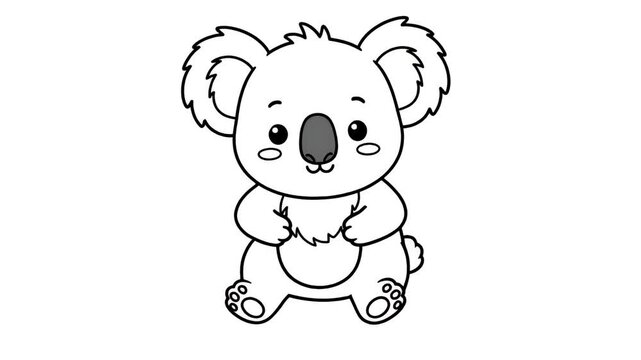 Cute Cartoon Koala Sitting Happy Face Animal Illustration