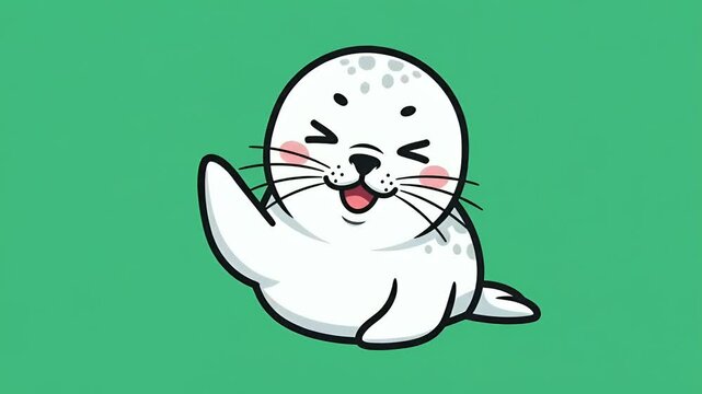 Cute Cartoon Seal Waving Hello Animation Footage