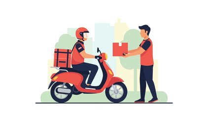 Delivery man handing over a package to a customer.