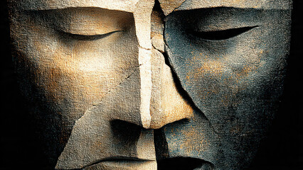 illustration of a human mask starting to peel off