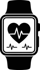Smart Watch Icon with Heart Rate Monitor. Wearable technology symbol.