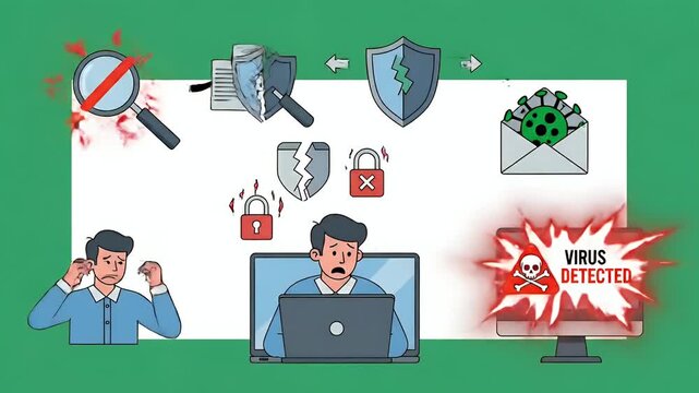 Cyber Security Breach Threat Digital Data Protection Virus Detected