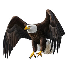 Obraz premium Majestic eagle in flight isolated on transparent background