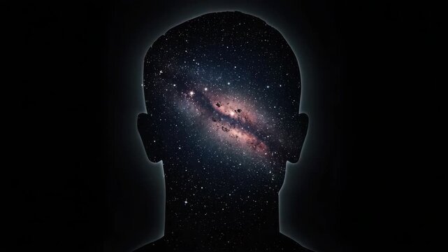Cosmic silhouette galaxy space cosmos stars nebula head evoking wonder and imagination