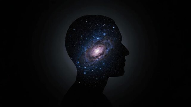 Silhouette profile head galaxy cosmos stars imagination mind universe thought