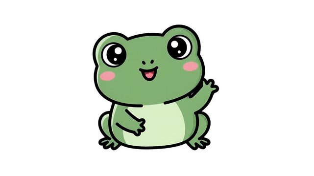Cute Frog Animation Waving Hello Happy Expression
