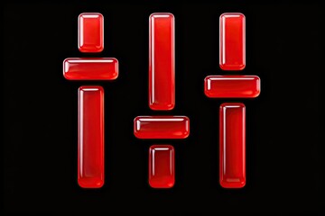 Red glossy geometric shapes on black