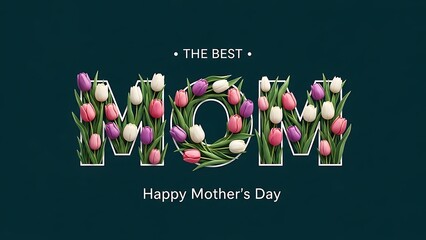 Mother's day greeting with colorful tulips