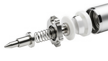 disassembled metal pen nib and mechanism