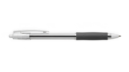 Silver and black ballpoint pen with clip
