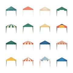 Outdoor Event Canopy Tent Set Modern Flat Design Vector