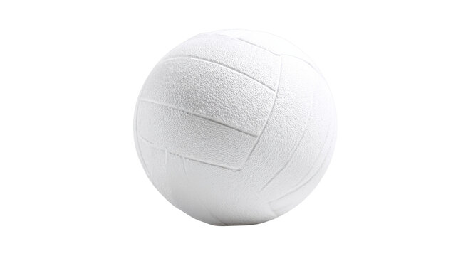 Volleyball: The iconic white volleyball is captured in perfect detail, ready for action, the ball is made from leather, it is spherical in shape, is an emblem of sport and leisure. 