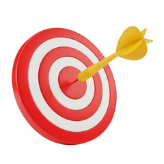 Darts Success Concept with Yellow Dart Hitting the Center of a Red and White Bullseye Target