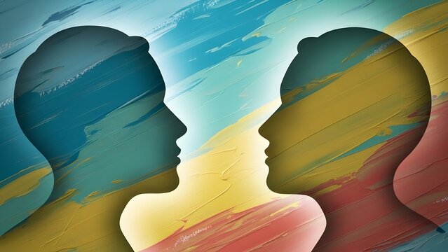 Dos perfiles de mujeres se enfrentan.
 Representaci&oacute;n visual de la desigualdad en la atenci&oacute;n sanitaria.
 Diversos or&iacute;genes, experiencias.
 Estilo abstracto.
 La imagen enfatiza las cuestiones sociale