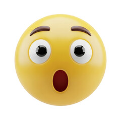 Fototapeta premium 3d surprised emoji face isolated on transparent background