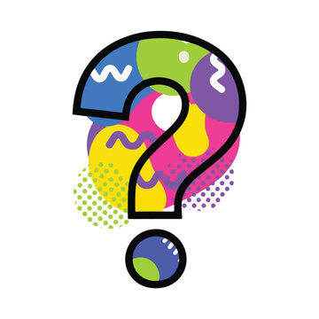 A colorful question mark with abstract shapes