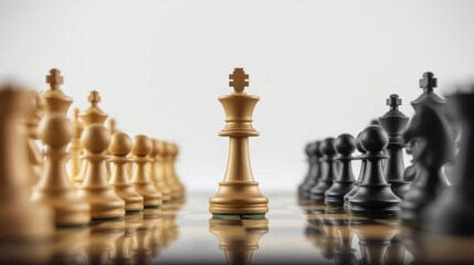 Hierarchy, Chess pieces arranged in a strategic layout to symbolize a power imbalance, highlighting the dynamics of control and influence in a competitive setting.