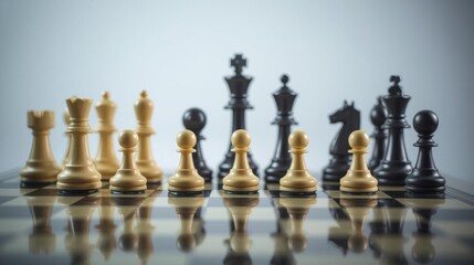 Hierarchy, A conceptual image depicting corporate hierarchy represented as a chessboard strategy, highlighting strategic decision-making in a business environment.