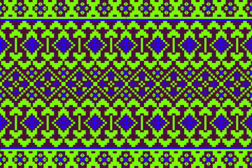 seamless geometric pattern
A pattern of green and blue diamonds arranged in layers, representing folk art, textile history, or printing.