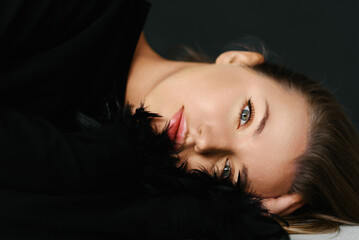 Sensual Female Portrait In Black Outfit