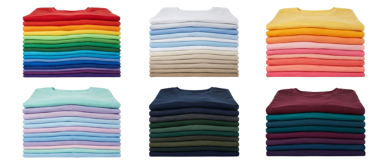 Stacked Folded Sweaters in Rainbow, Pastel, Warm, Cool, and Dark Color Gradients