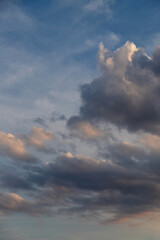 Calm Sky With Clouds At Sunset Over Gentle Horizon For Tranquil Nature Stock Image