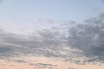 Serene Sunset Sky With Clouds Over Open Horizon At Dusk And Evening Calm