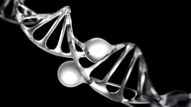 DNA appearance liquid animation Seamless loop. Can be used in education, science or cosmetics industry background.On black background. 3D Render.