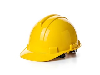 Yellow Hard Hat on White Background, Construction Safety Helmet