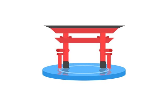 Animation of the iconic Japanese building Tori gate with a background that can be replaced with chroma key. 