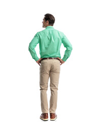 Fototapeta premium Casual young man waiting while looking to the side